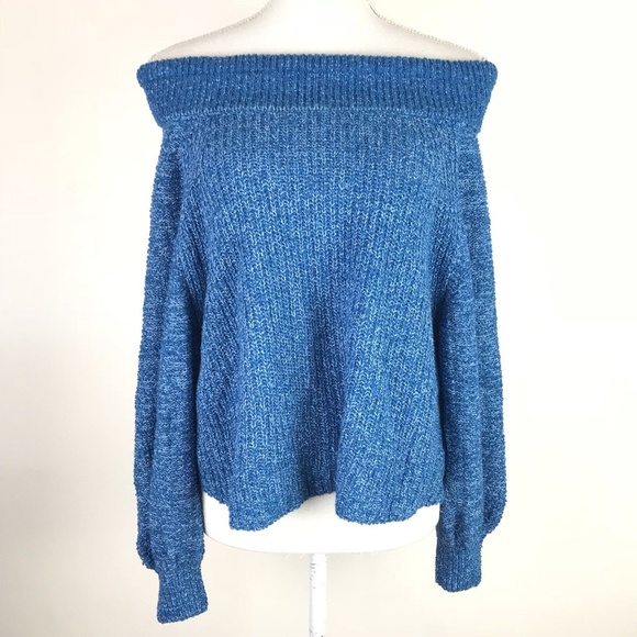 Free People Sweaters - Free People Sweater Blue Edessa Off Shoulder